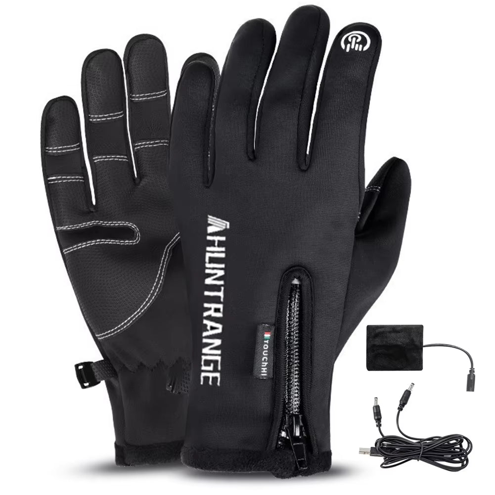 USB Heated Gloves Rechargeable Ski Eletric Thermal Heat Gloves Winter Warm Skiing Gloves for Snowboarding Mountaineering Riding