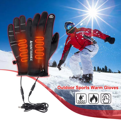 USB Heated Gloves Rechargeable Ski Eletric Thermal Heat Gloves Winter Warm Skiing Gloves for Snowboarding Mountaineering Riding